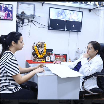 Lady doctor interacting calmly with patient